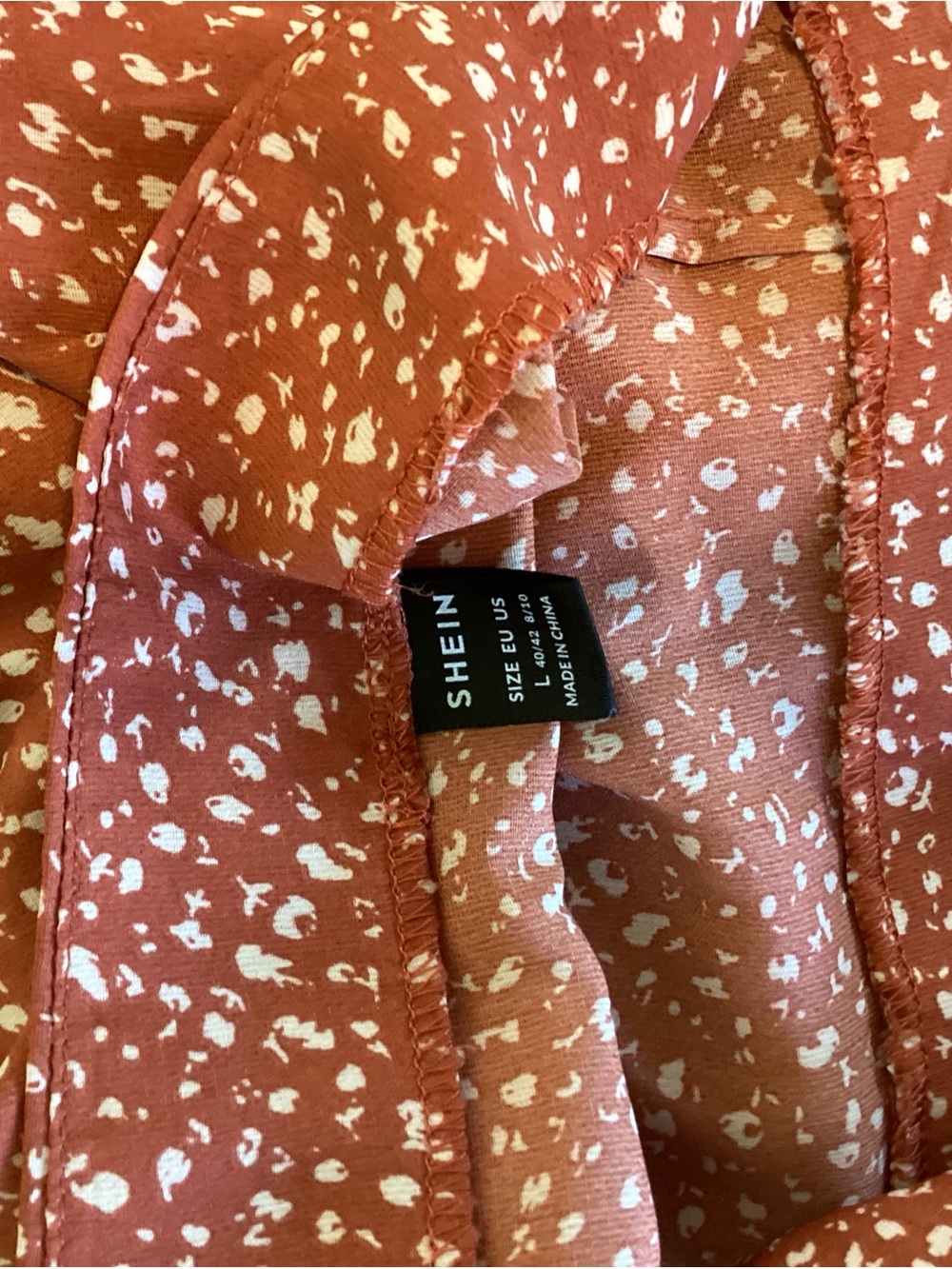 SHEIN Rust Floral Drawstring Ruffle Mini Skirt - Picture 8 of 8
